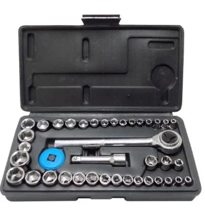 Kit Chaves Jogo Catraca Reversível canhão 1/4 Soquetes 40 Peças Maleta