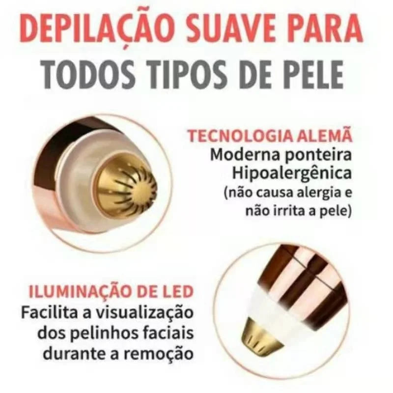 Caneta Depilador Sobrancelha Elétrica, Removedor Tira Pelos, Recarregável