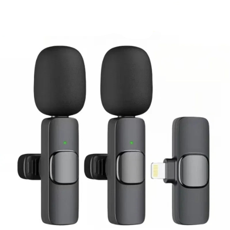 Microfone sem fio Lavalier para iPhone e Android, Redução de Ruído Mic