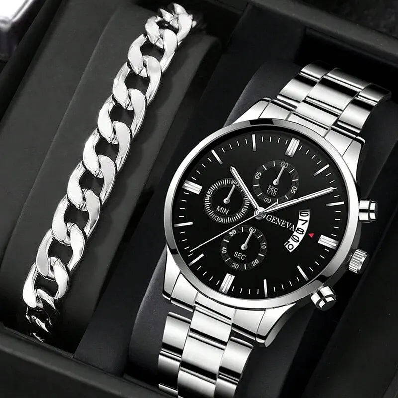 Relógio masculina de luxo calendário quartzo