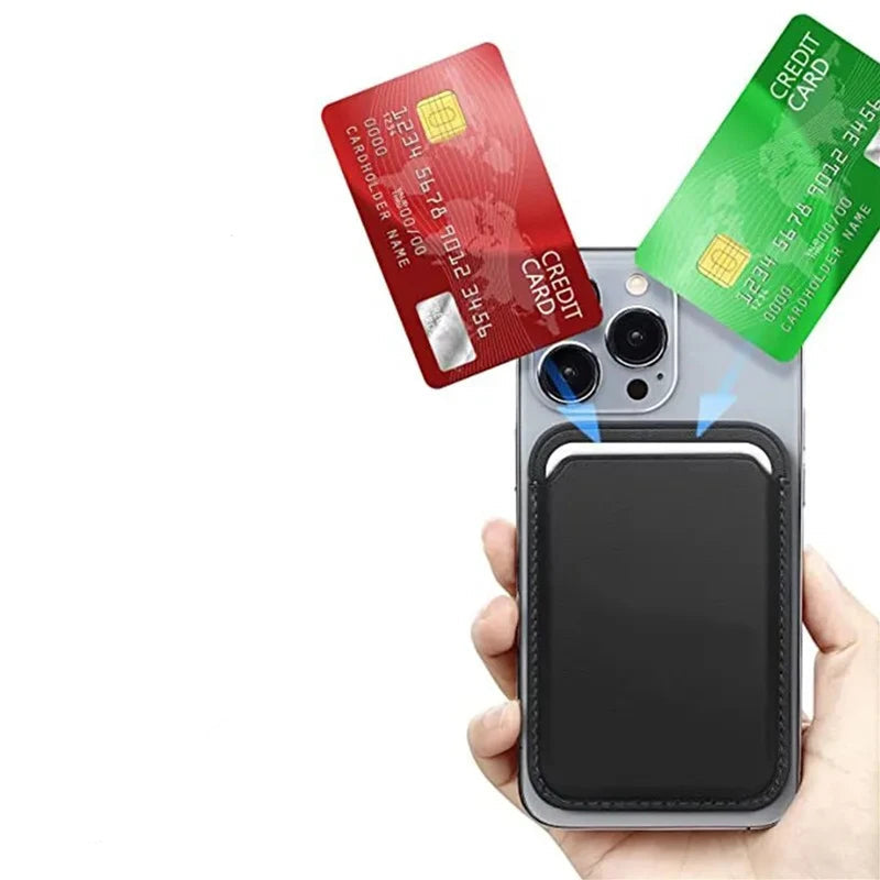 Capa carteira de couro para iphone, cartão com ímã magsafe