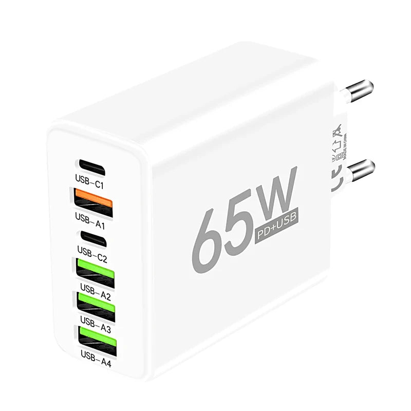 Carregador USB tipo c 6 portas PD