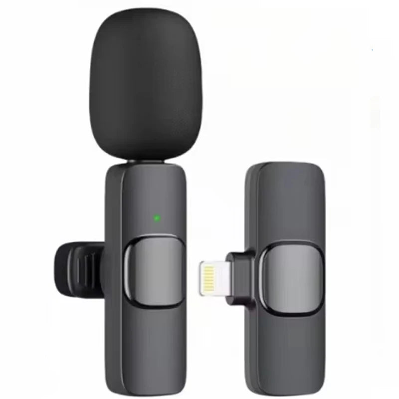 Microfone sem fio Lavalier para iPhone e Android, Redução de Ruído Mic
