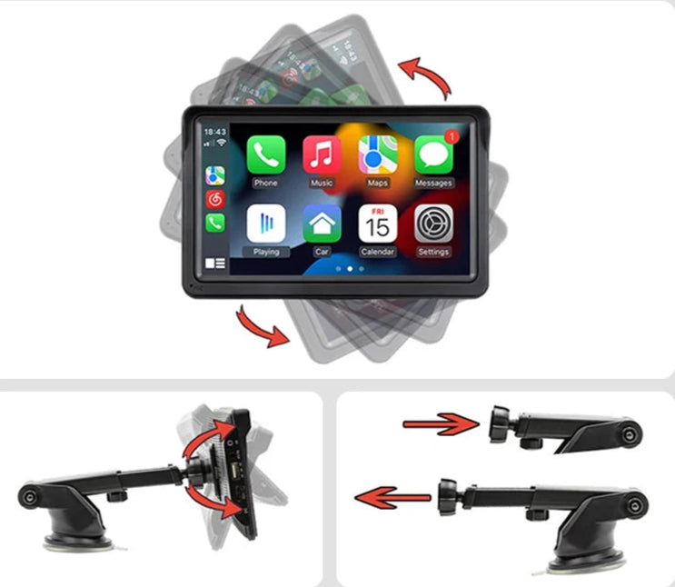Reprodutor de vídeo multimídia sem fio  7 polegadas rádio do carro carplay e  android auto portátil