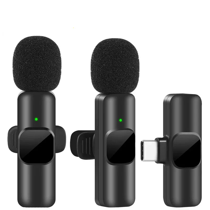 Microfone sem fio Lavalier para iPhone e Android, Redução de Ruído Mic