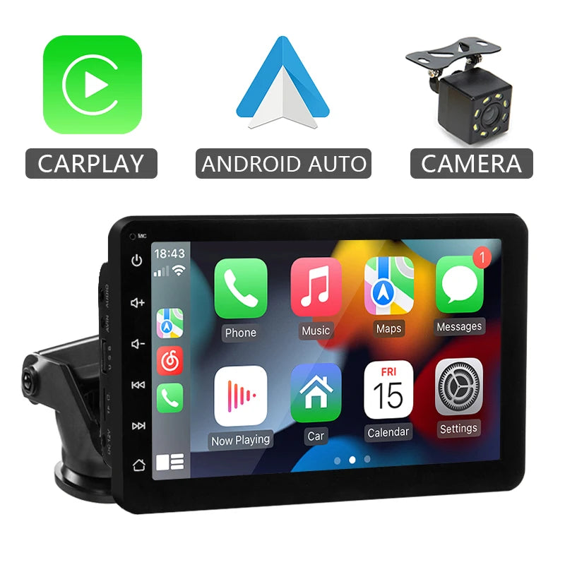 Reprodutor de vídeo multimídia sem fio  7 polegadas rádio do carro carplay e  android auto portátil