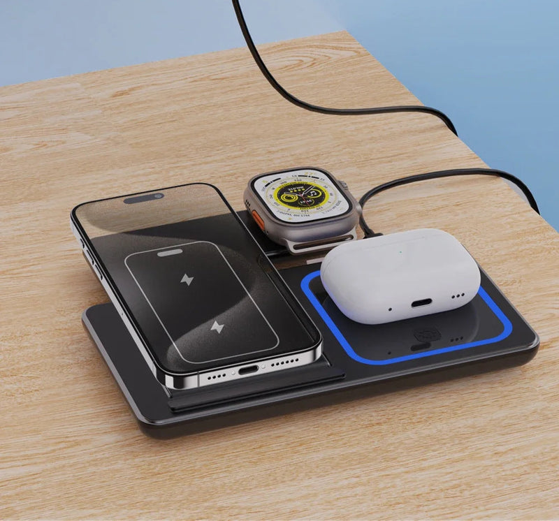 Carregador sem fio dobrável Stand Pad 3 em 1