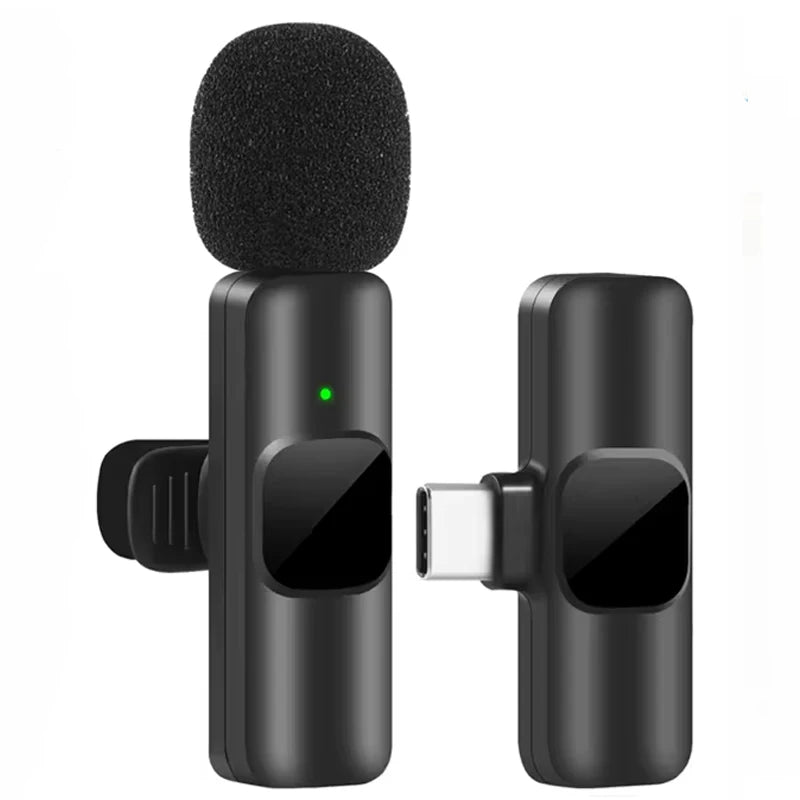 Microfone sem fio Lavalier para iPhone e Android, Redução de Ruído Mic