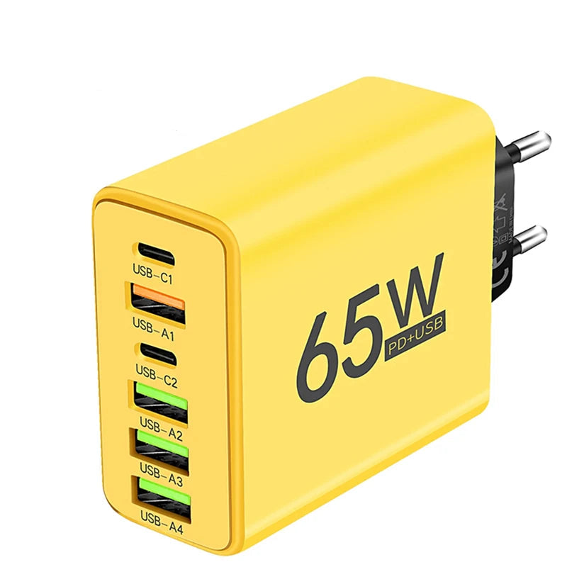 Carregador USB tipo c 6 portas PD