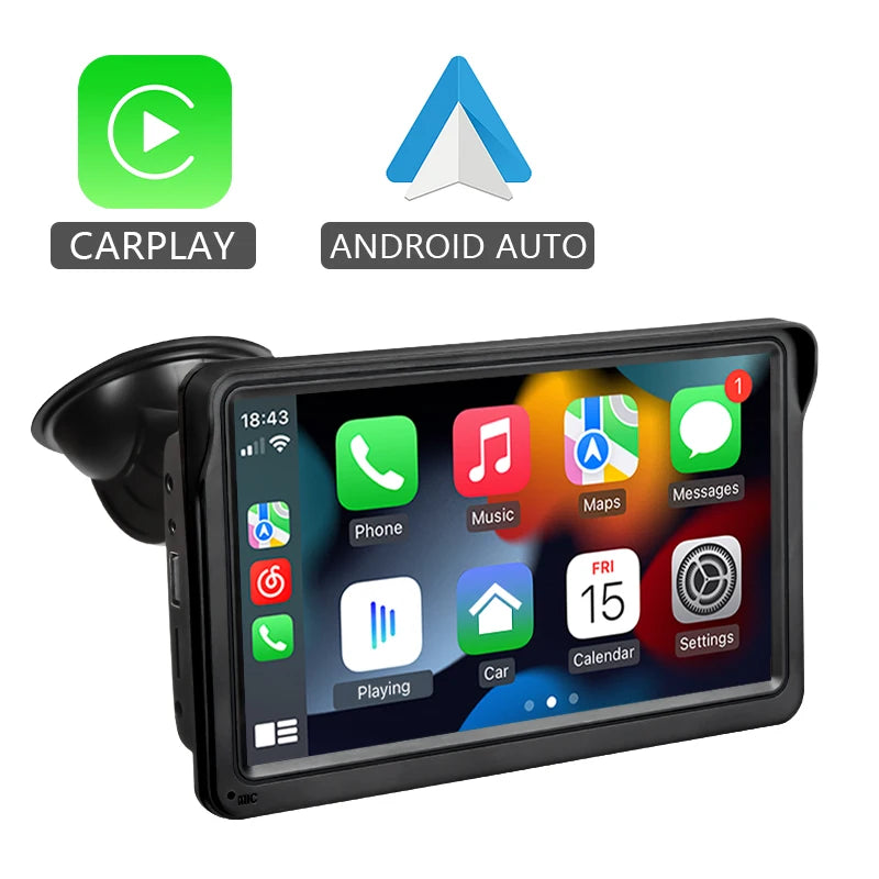 Reprodutor de vídeo multimídia sem fio  7 polegadas rádio do carro carplay e  android auto portátil