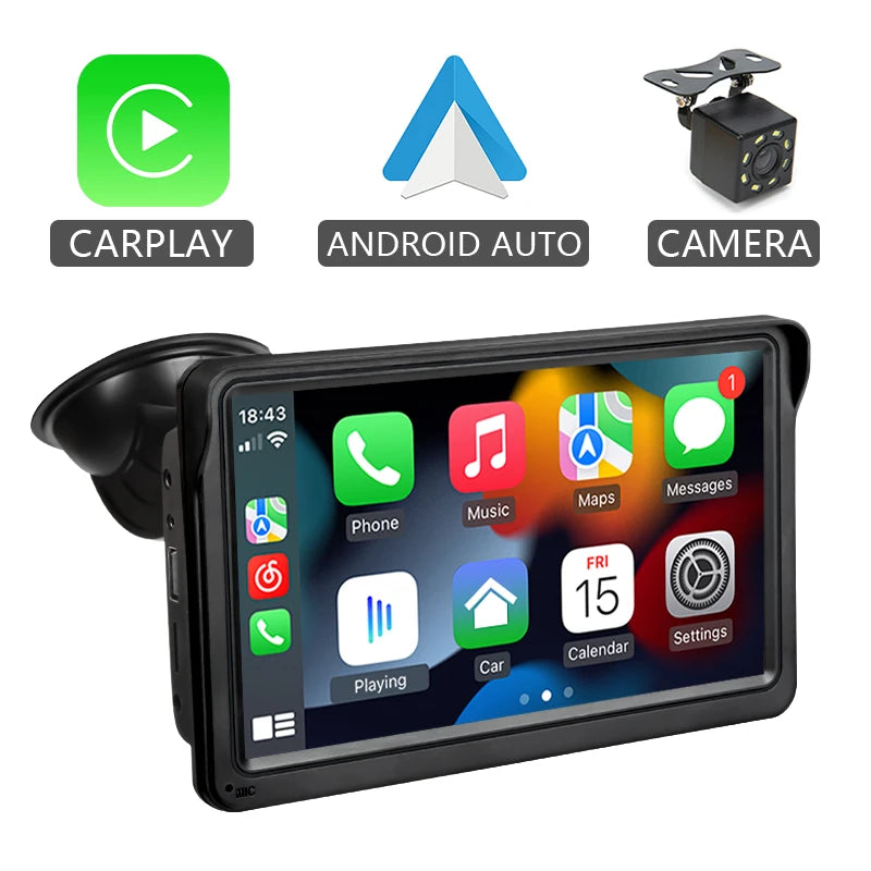 Reprodutor de vídeo multimídia sem fio  7 polegadas rádio do carro carplay e  android auto portátil