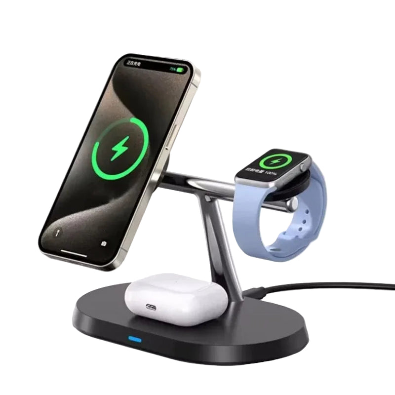 Suporte de carregador magnético sem fio 3 em 1 para iPhone 16-12 Pro Apple Watch 9 8 Airprods 3 em 1