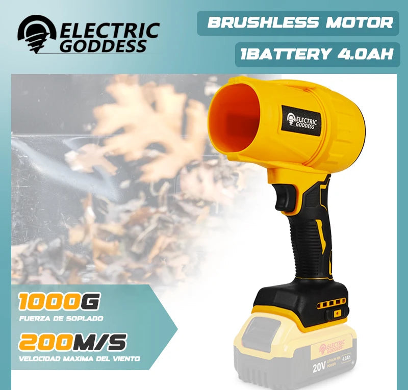 Sopradora elétrica 1500w sem escova turbo, jato 200 m/s, 20v bateria